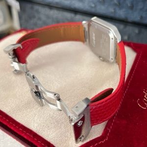 Custom Red Lizard strap for Cartier De Santos Medium/ Quick Release w/ clasp.